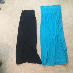 Black and teal long skirts